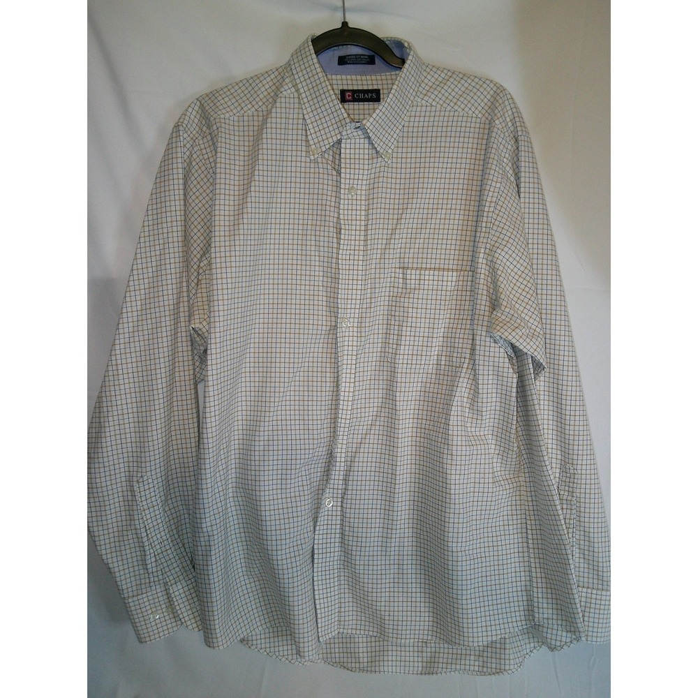 Chaps Mens Plaid Long Sleeve Button Down Shirt Classic Fit Oxford
